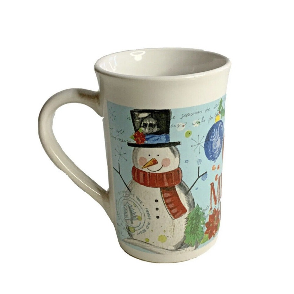 Royal Norfolk‎ Snowman Merry and Bright Coffee Mug Cup Holiday Christmas Winter
